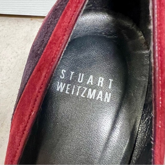 STUART WEITZMAN AUTH Women's Red Leather Suede Pumps Shoes Size 7M pointed toes - Picture 7 of 8